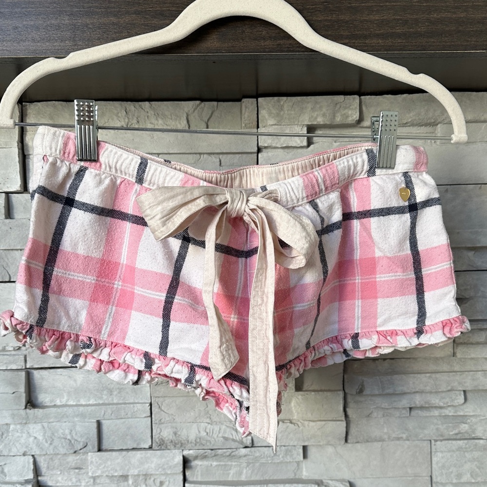 Vintage Juicy Couture Pink and Black Plaid Pajama Shorts